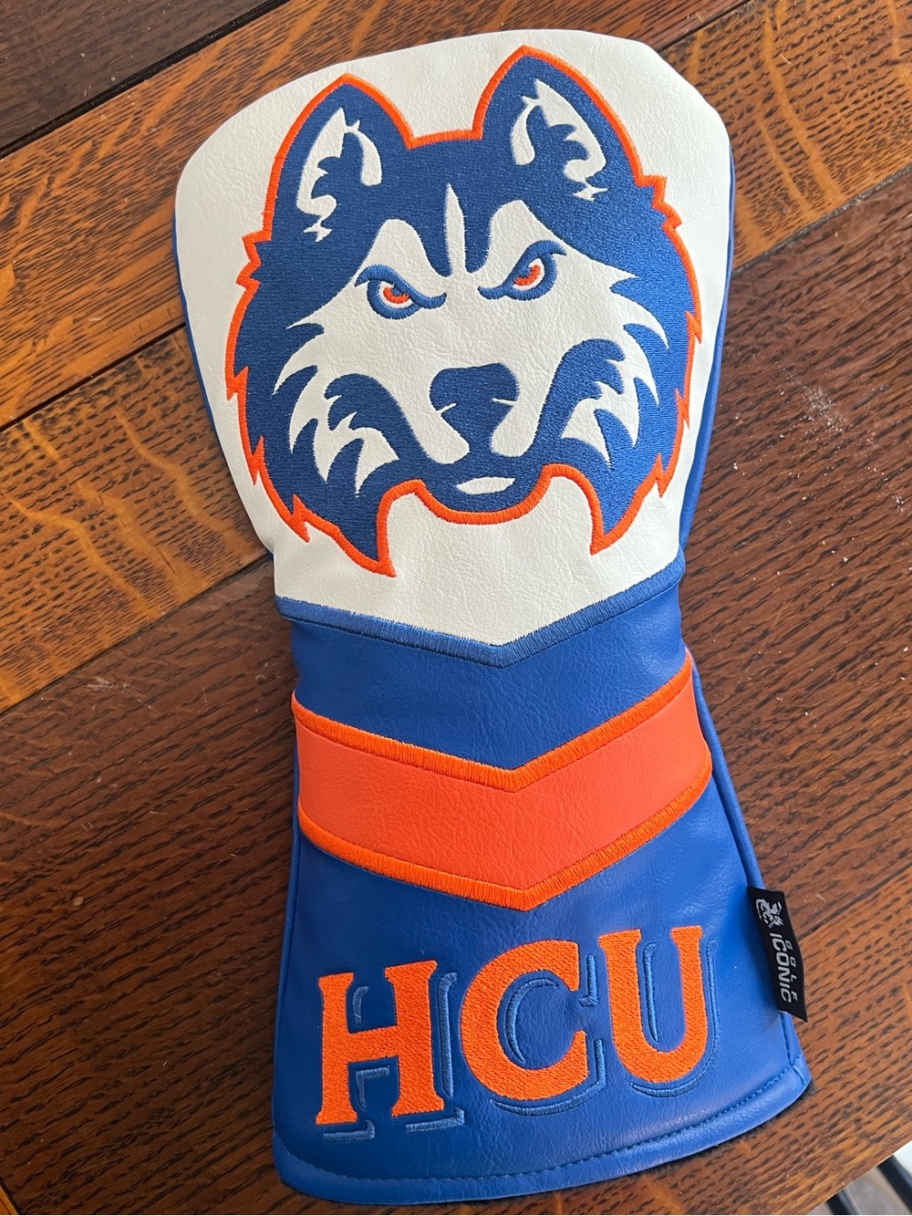 HCU Blue and Orange Huskies Head Golf Club Headcover